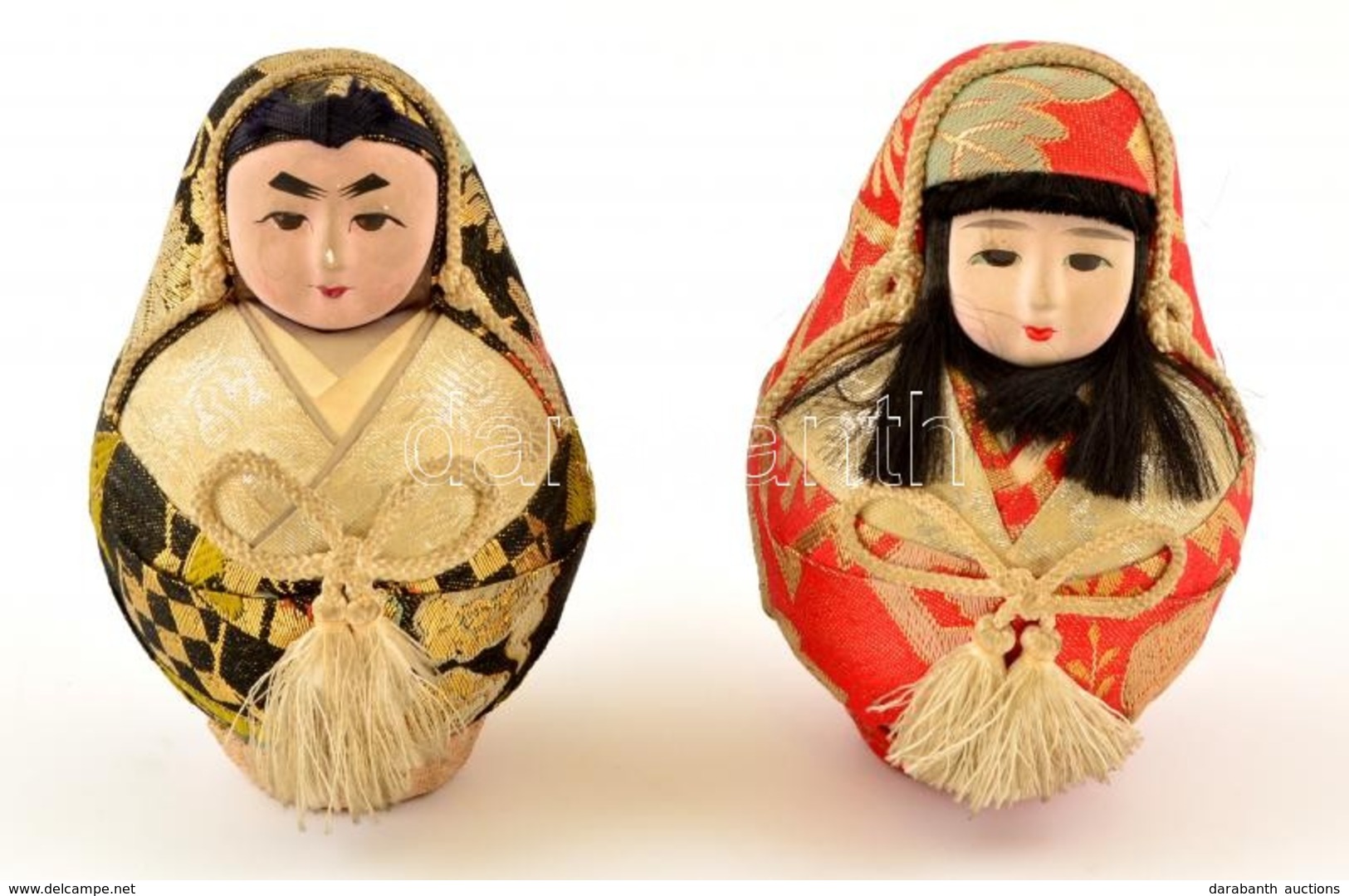 Japán Nishiki Hime Daruma Játék Figurák ( 2db) Festett Papírmasé-textil, M: 12 Cm (2×) - Sonstige & Ohne Zuordnung