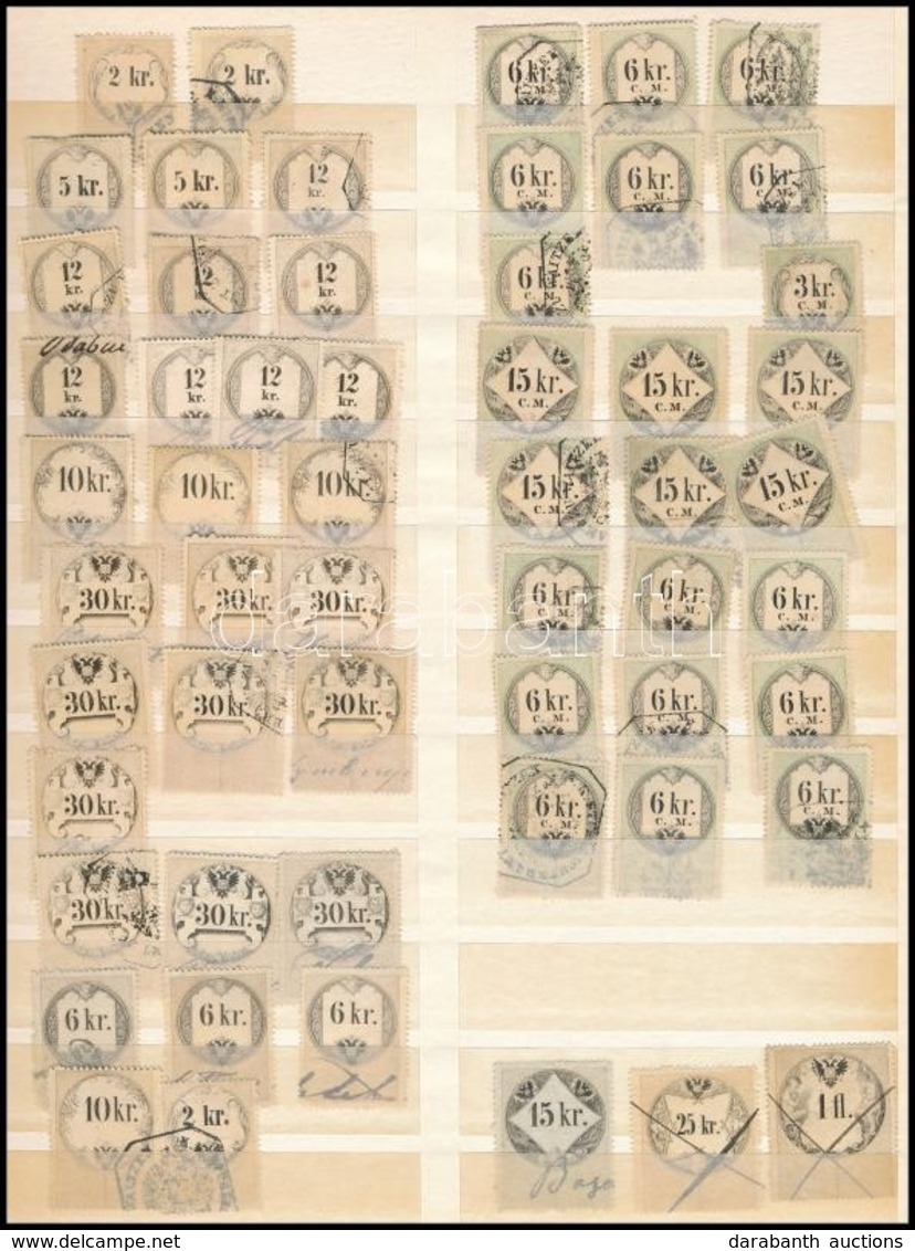 Cca 1850-1880 Okmánybélyeg Gyűjtemény Egy Berakólapon, Benne Sok CM-es 56 Db - Non Classés