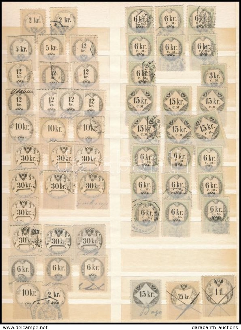 Cca 1850-1880 Okmánybélyeg Gyűjtemény Egy Berakólapon, Benne Sok CM-es 56 Db - Non Classificati