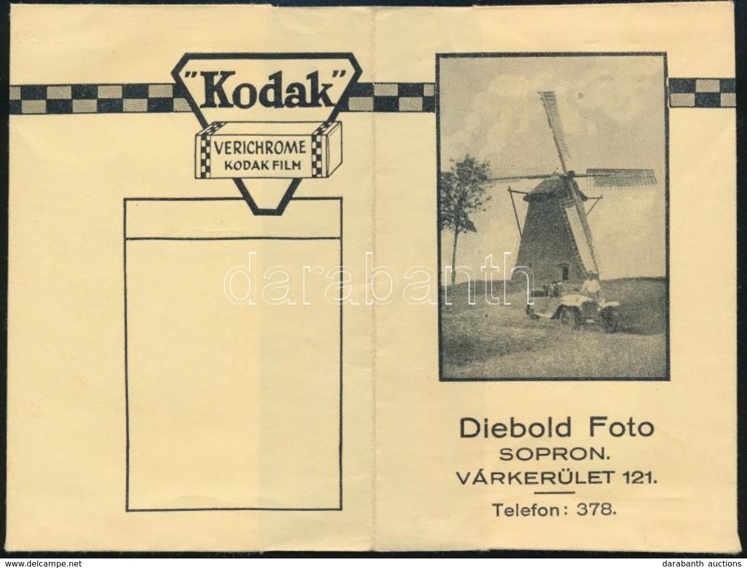 Diebold Foto Sopron Fotótartó Tasak, Kodak Reklámmal - Pubblicitari