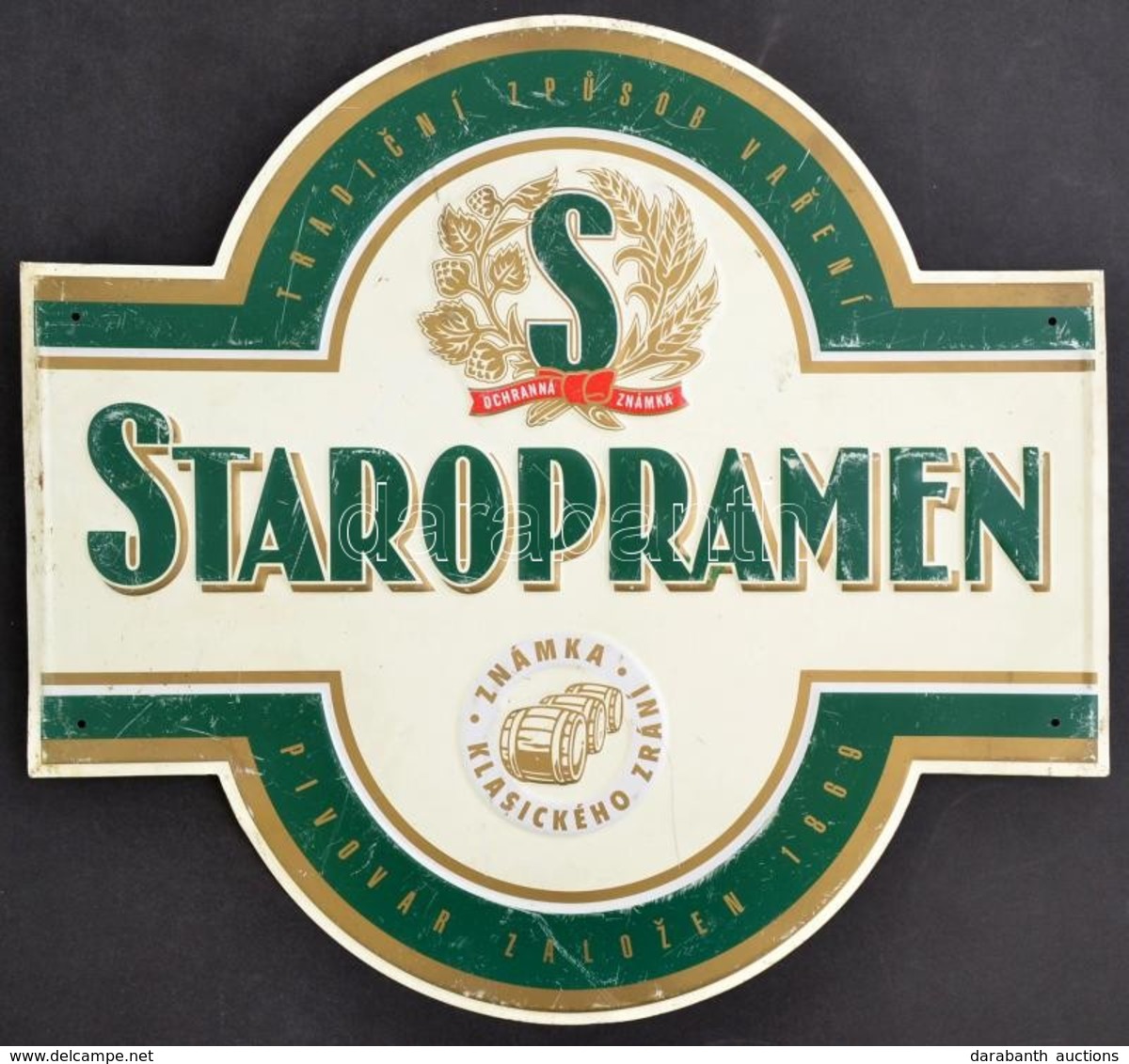 Staropramen Pléh Reklámtábla, Karcos, 47×49 Cm - Publicités