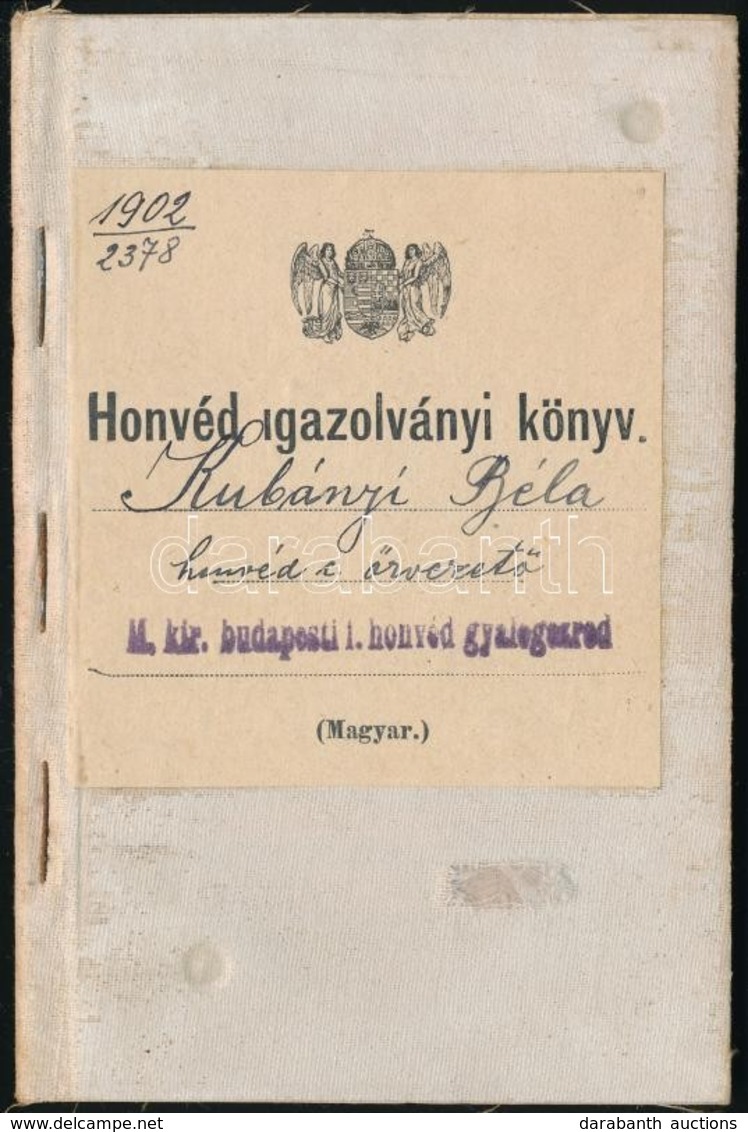 1902 Honvéd Igazolványi Könyv Szép állapotban, Pótlapokkal - Altri & Non Classificati