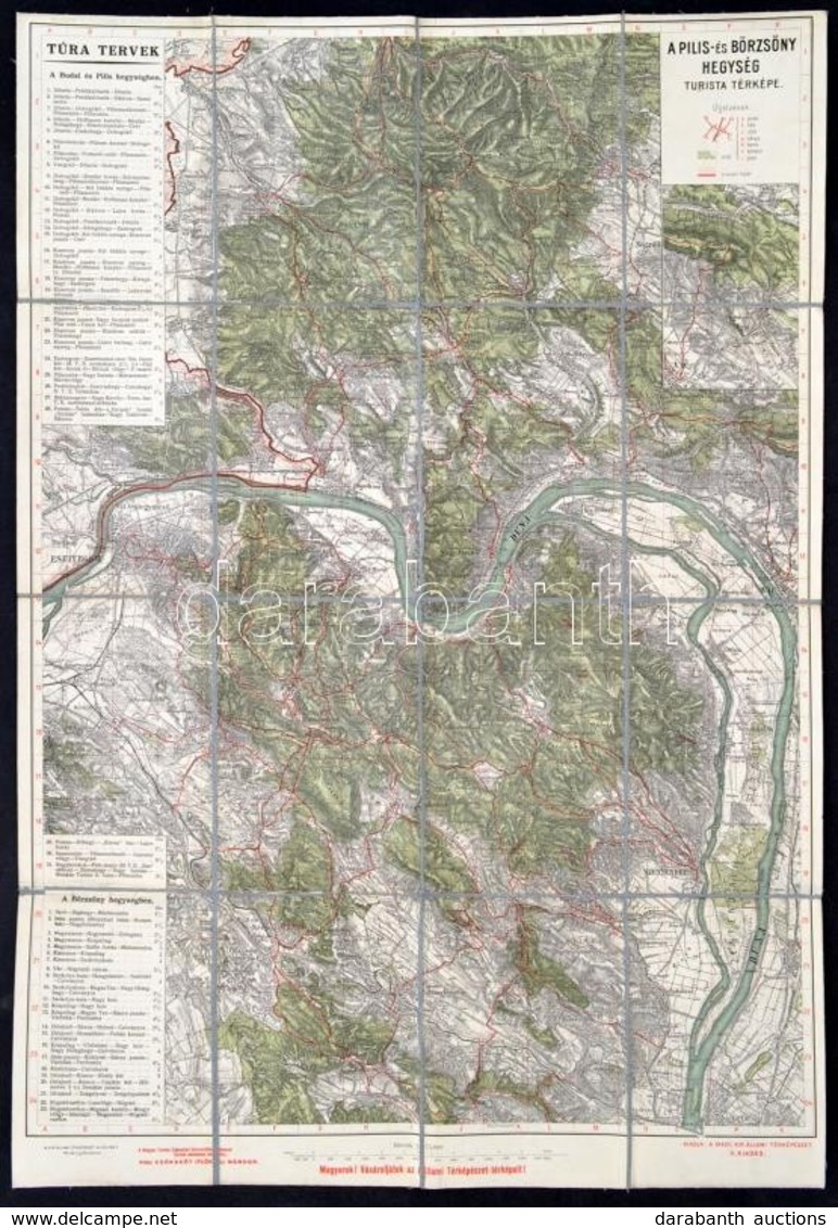 Cca 1928 A Pilis-és Börzsöny Hegység Turista Térképe. 1.75.000. Bp., M. Kir. Állami Térképészet. II. Kiadás. A Budai és  - Andere & Zonder Classificatie