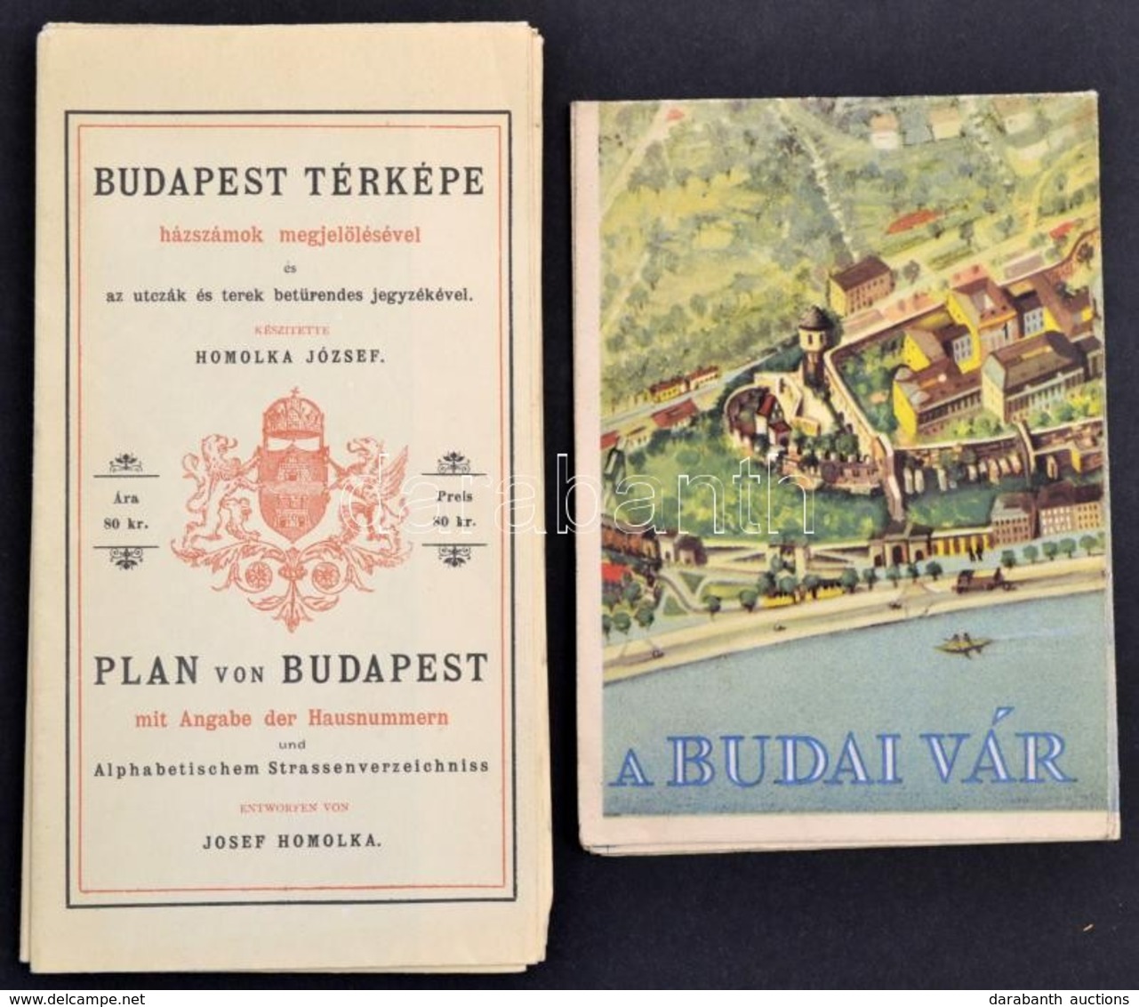 1983 Vegyes Térkép Tétel, 2 Db:
1983 Homolka József: Budapest Térképe Házszámok Megjelölésével és Az Utcák és Terek Betü - Autres & Non Classés