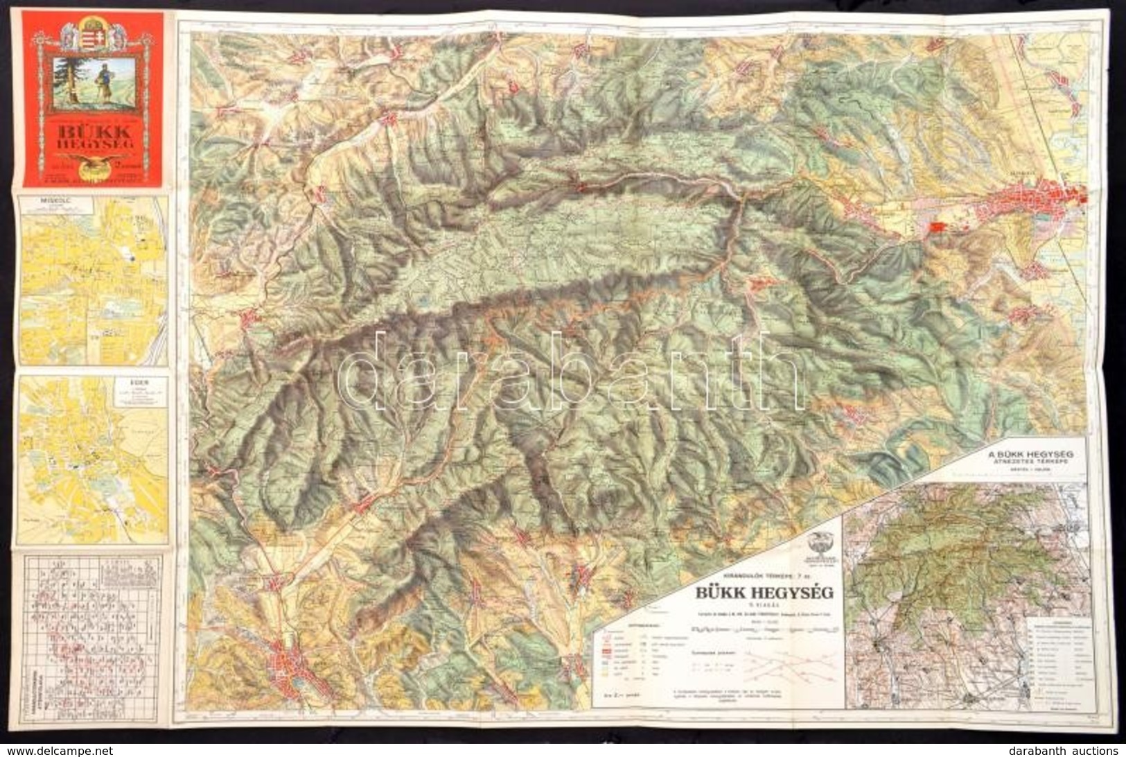 Cca 1933 Bükk Hegység Turista Térkép. Kirándulók Térképe 7., 1:50000, M. Kir. Állami Térképészet, Jó állapotban, 68x89 C - Autres & Non Classés