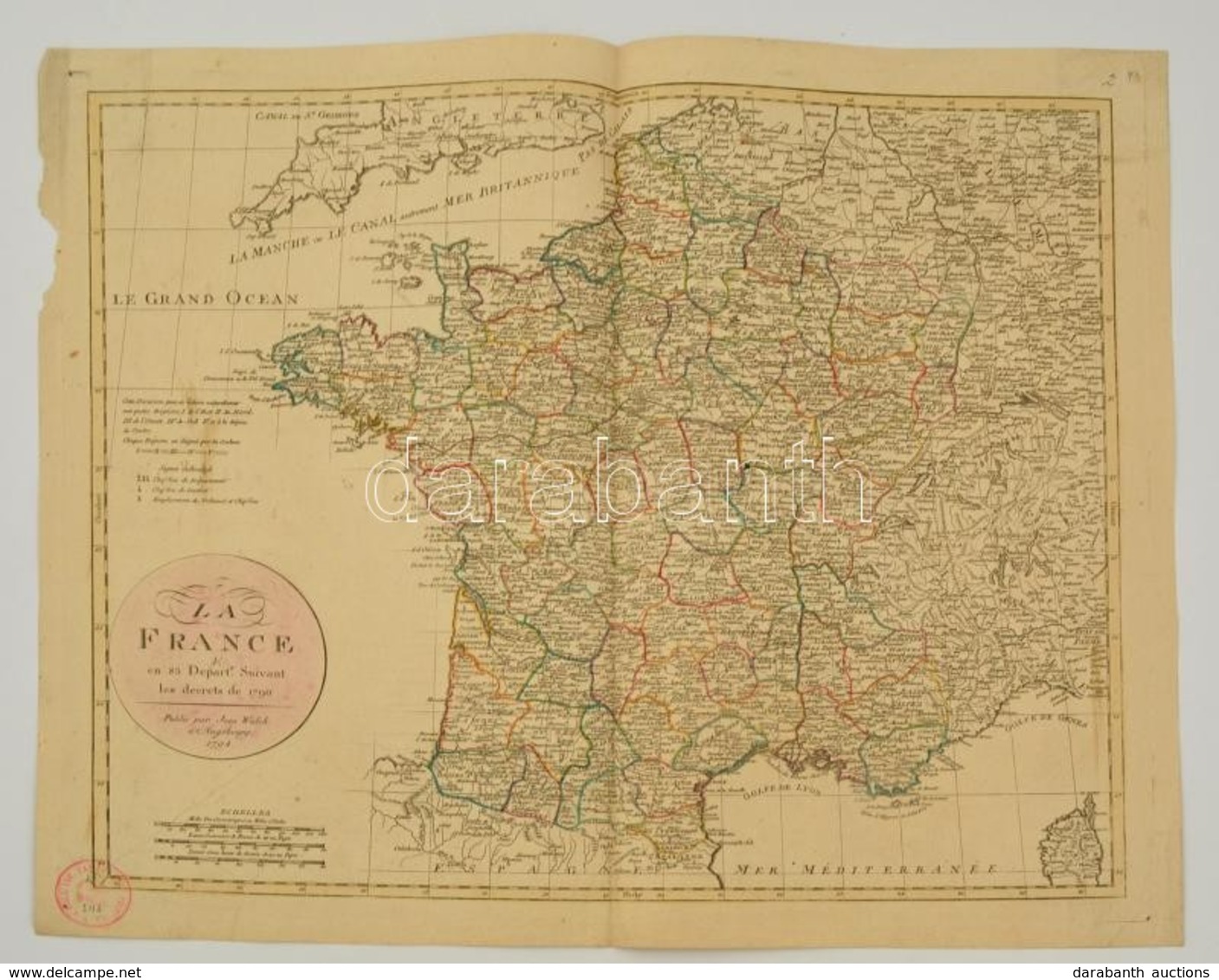 Franciaország Térképe Az 1790-es Reform Után. Jean Walch: Le Royaume De France En 83 Departs Suivant Les Decrets De 1790 - Autres & Non Classés