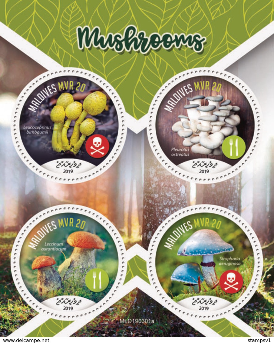 Maldives. 2019 Mushrooms. (0301a)  OFFICIAL ISSUE - Funghi