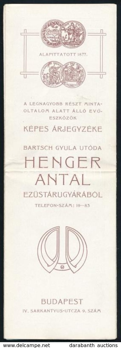 Cca 1900 Bartsch Gyula Utóda Henger Antal Ezüstárugyárának Képes árjegyzéke - Non Classificati