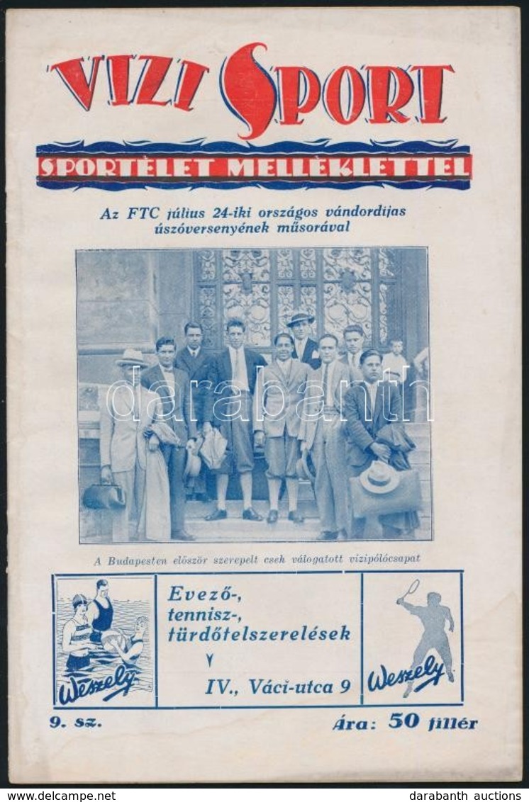 1927 A Vízi-Sport VII. évfolyamának 9. Száma, úszás  és Egyéb Sportágakkal Kapcsolatos Cikkekkel, 36p - Non Classificati