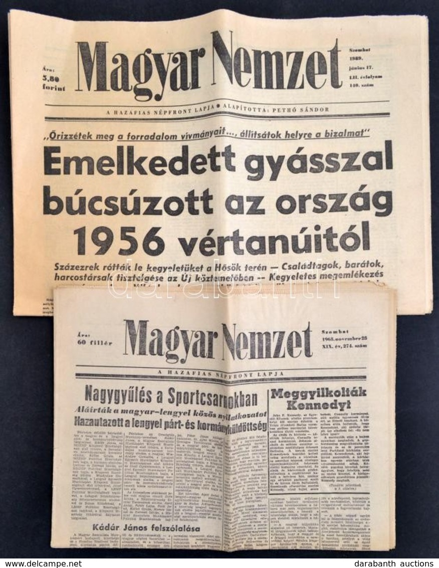 1963-1989 Magyar Nemzet 2 Száma, 1963. Nov. 23. XIX. évf. 274. Szám, 1989. Június 17. LII. évf. 140 Sz. Benne A Kor Híre - Non Classificati