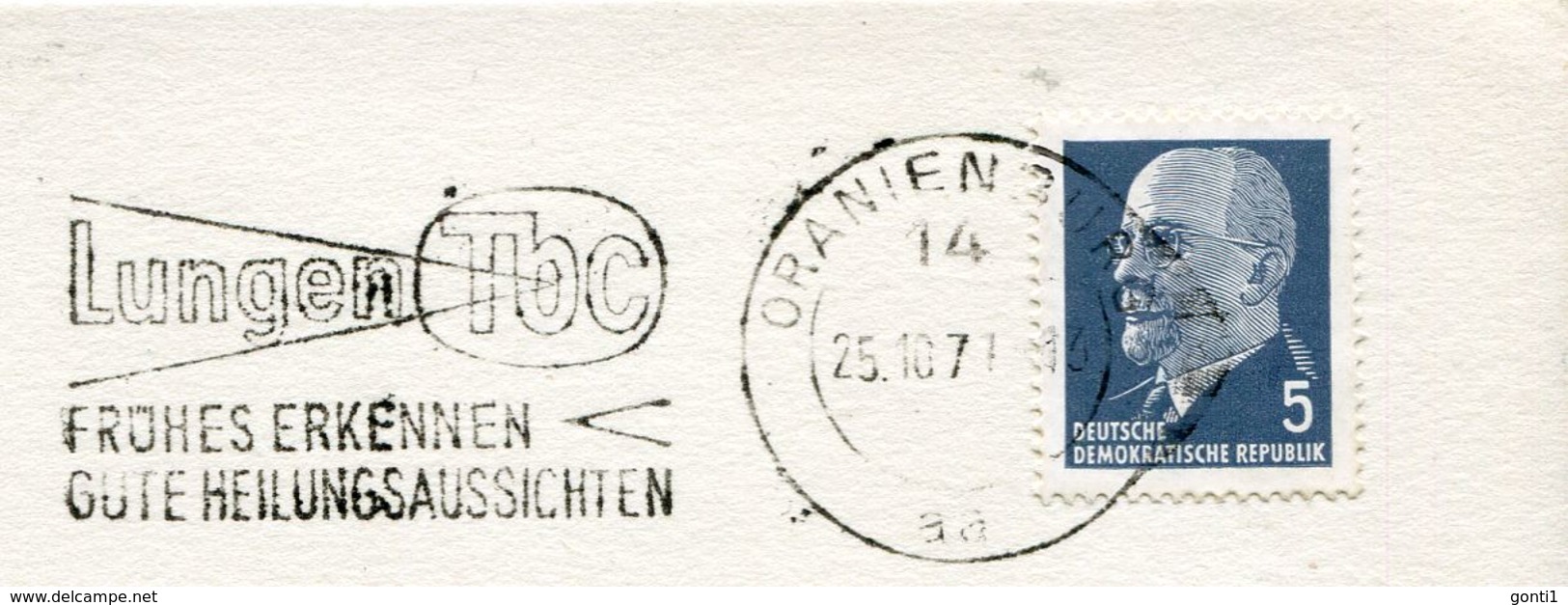 DDR,GDR 1971 Stempelkarte Mit Mi.Nr.845 Und MWST"Oranienburg-LUNGEN TBC,Frühes Erkennen-gute Heilungsaussichten "1 Beleg - Krankheiten