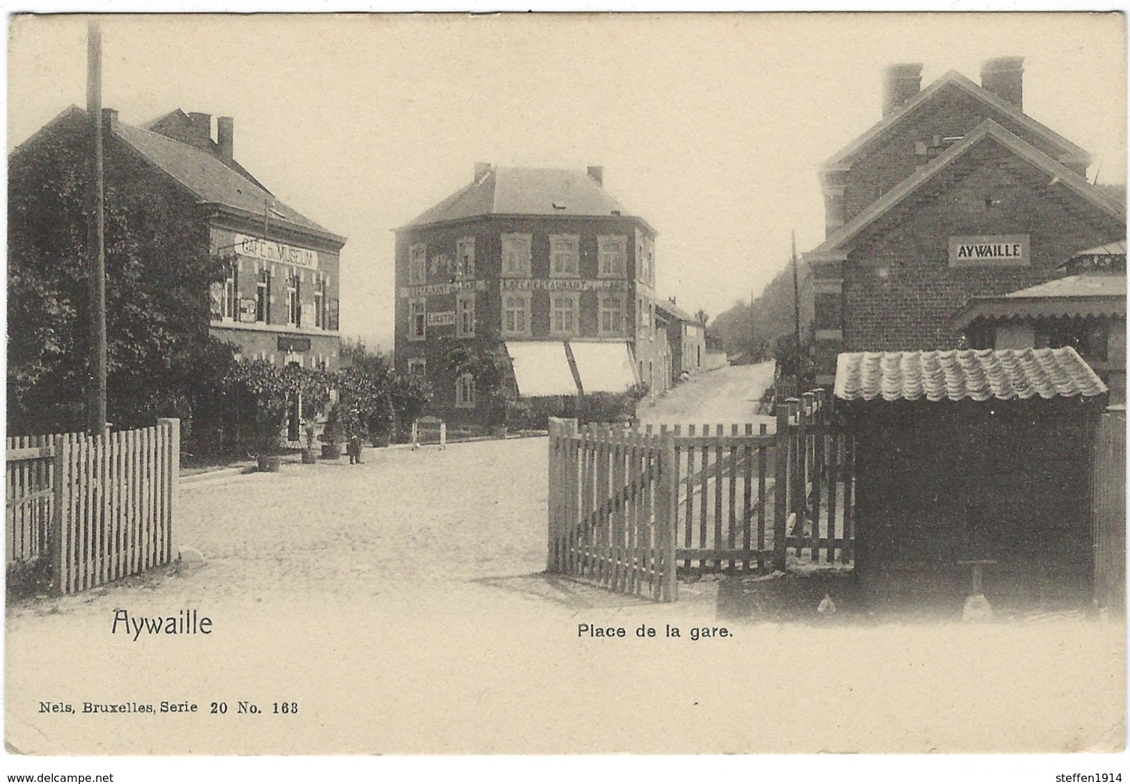 CPA - AYWAILLE - Place De La Gare  - Allemande Feldpost Targnon 1915 - Other & Unclassified