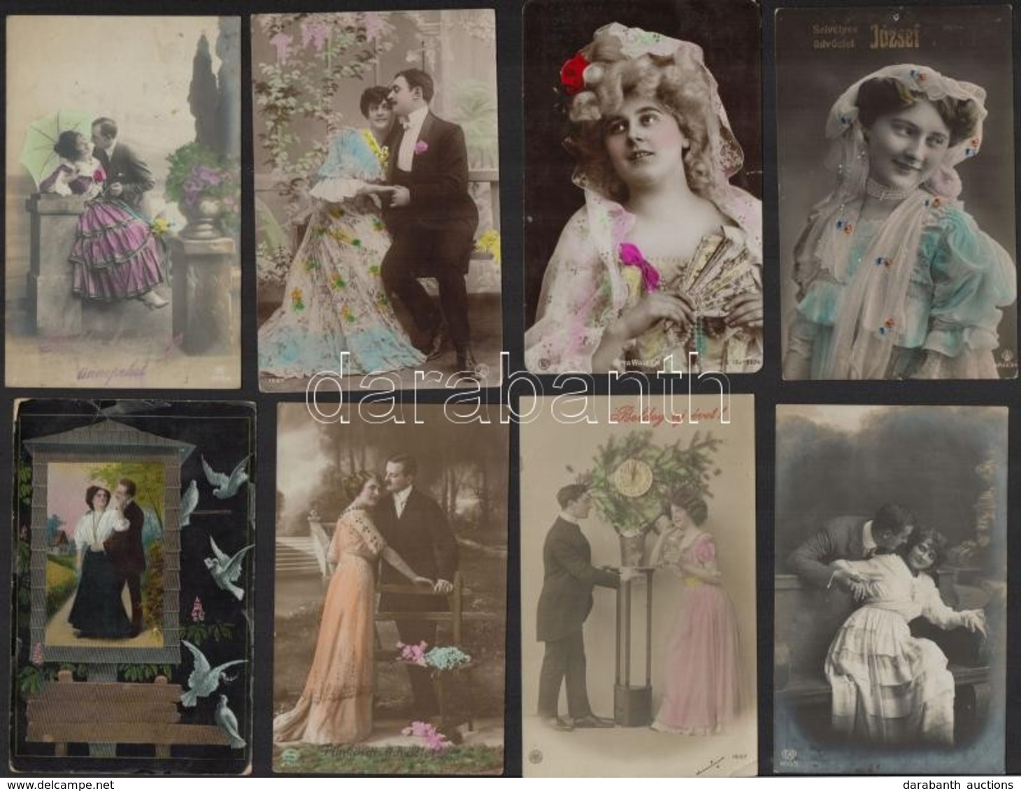 ** * 56 Db RÉGI Motívumlap: Hölgyek és Párok / 56 Pre-1945 Motive Postcards: Lady And Couples - Unclassified