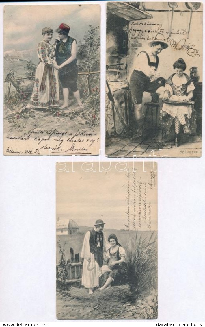 ** * 11 Db RÉGI Párok Motívum Képeslap / 11 Pre-1945 Couples Motive Postcards - Non Classificati