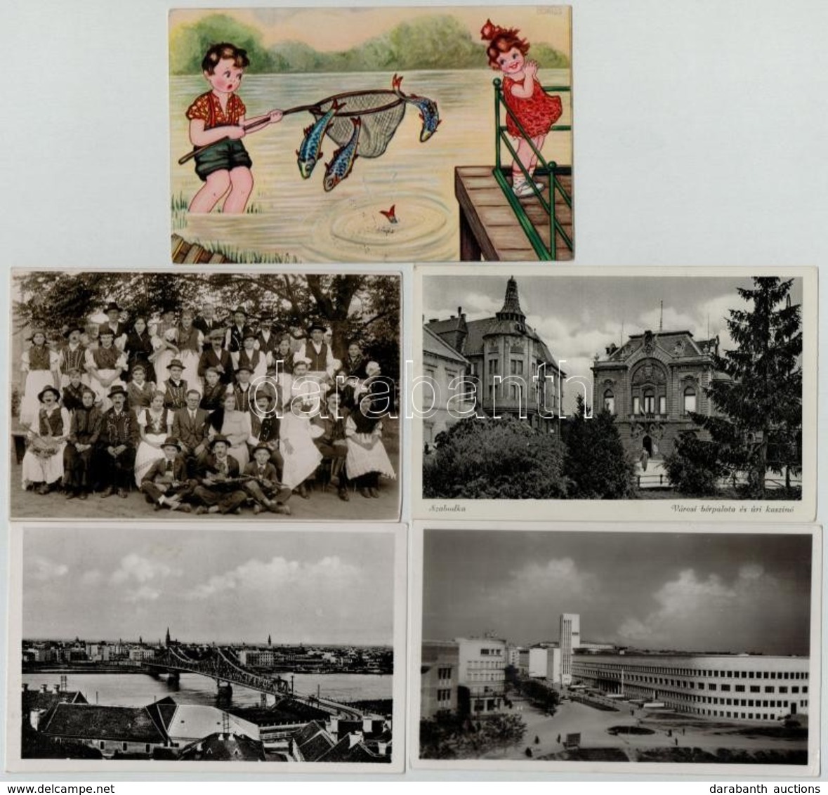 * 5 Db RÉGI Képeslap: Újvidék, Szabadka, Gyerek, Mizserfa / 5 Pre-1945 Postcards: Novi Sad, Subotica, Children, Mizserfa - Non Classificati