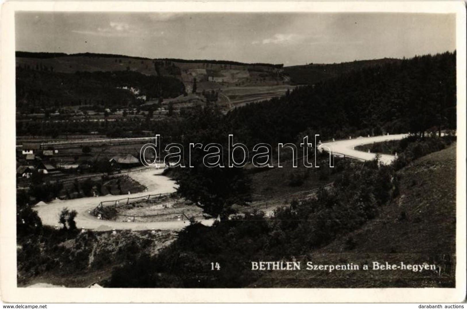 T2 Bethlen, Beclean; Szerpentin A Beke-hegyen / Serpentine Road + 'Beliczeymajor PU. Postaügyn.' - Non Classés