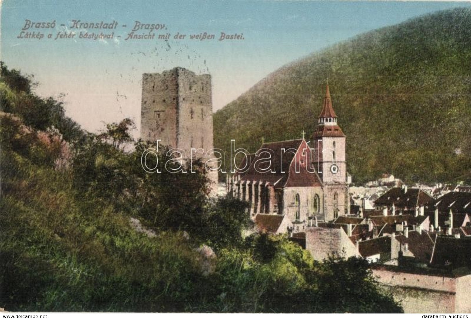 T2 Brassó, Kronstadt, Brasov; Látkép A Fehér Bástyával / Ansicht Mit Der Weißen Bastei / White Bastion - Non Classificati