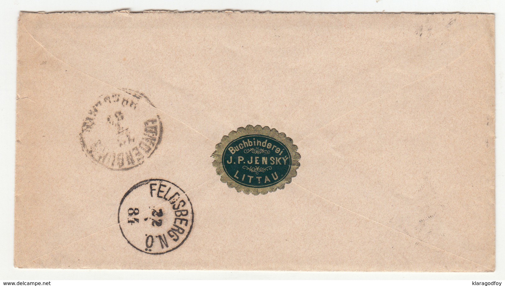 J.P. Jensky Buchbinderei Littau Letter Cover Travelled 1884 Littau (Litovel) To Feldsberg B190715 - Storia Postale