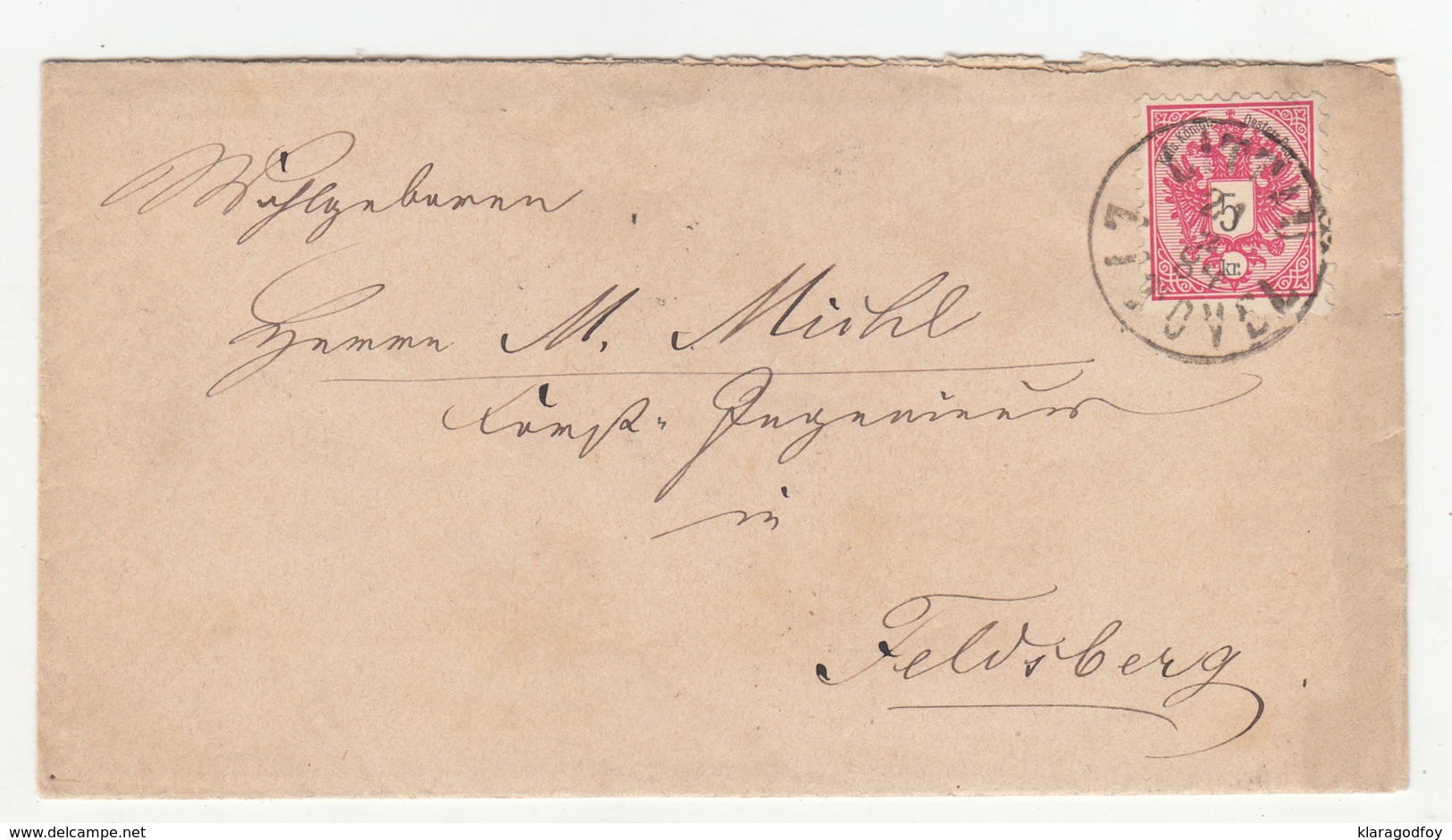 J.P. Jensky Buchbinderei Littau Letter Cover Travelled 1884 Littau (Litovel) To Feldsberg B190715 - Storia Postale