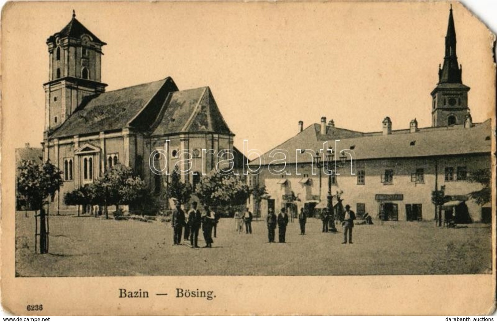 T4 1909 Bazin, Bösing, Bözing, Pezinok; Fő Utca, Templomok, üzletek / Main Street, Churches, Shops (EM) - Non Classés