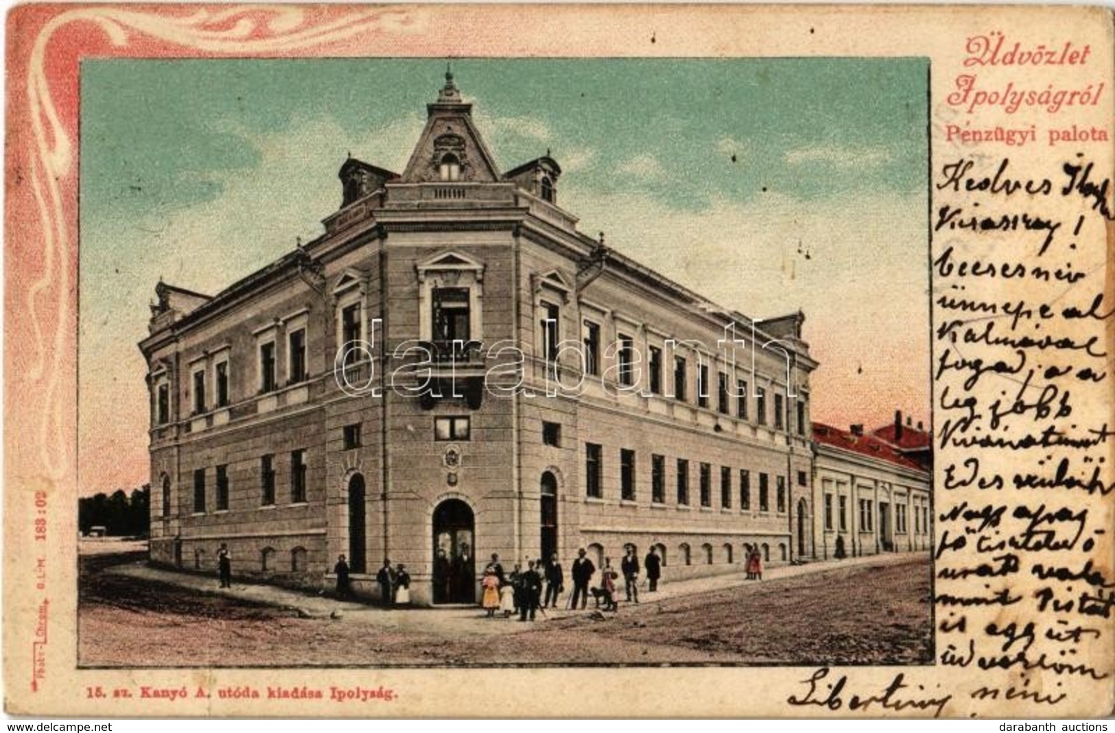 T2/T3 Ipolyság, Sahy; Pénzügyi Palota. Kanyó A. Utóda / Financial Palace. Art Nouveau - Non Classés