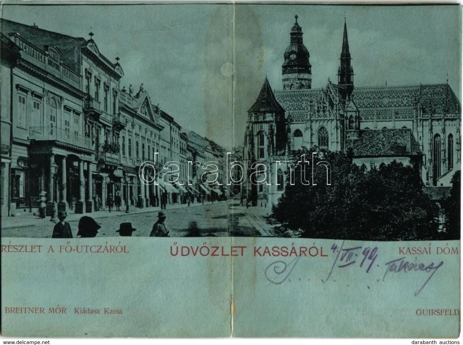 T3/T4 1899 Kassa, Kosice; Fő Utca, Templom, Schifbeck Szálloda, Este. Breitner Mór Kiadása. Kihajtható Lap / Main Street - Non Classificati