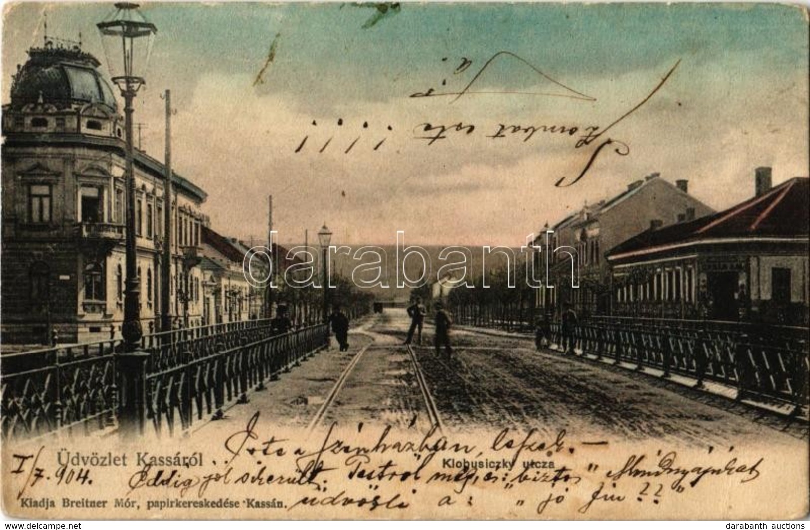 T2/T3 1904 Kassa, Kosice; Klobusiczky Utca, Urbán A.M. üzlete. Breitner Mór Kiadása / Street View, Shop  (EK) - Non Classés