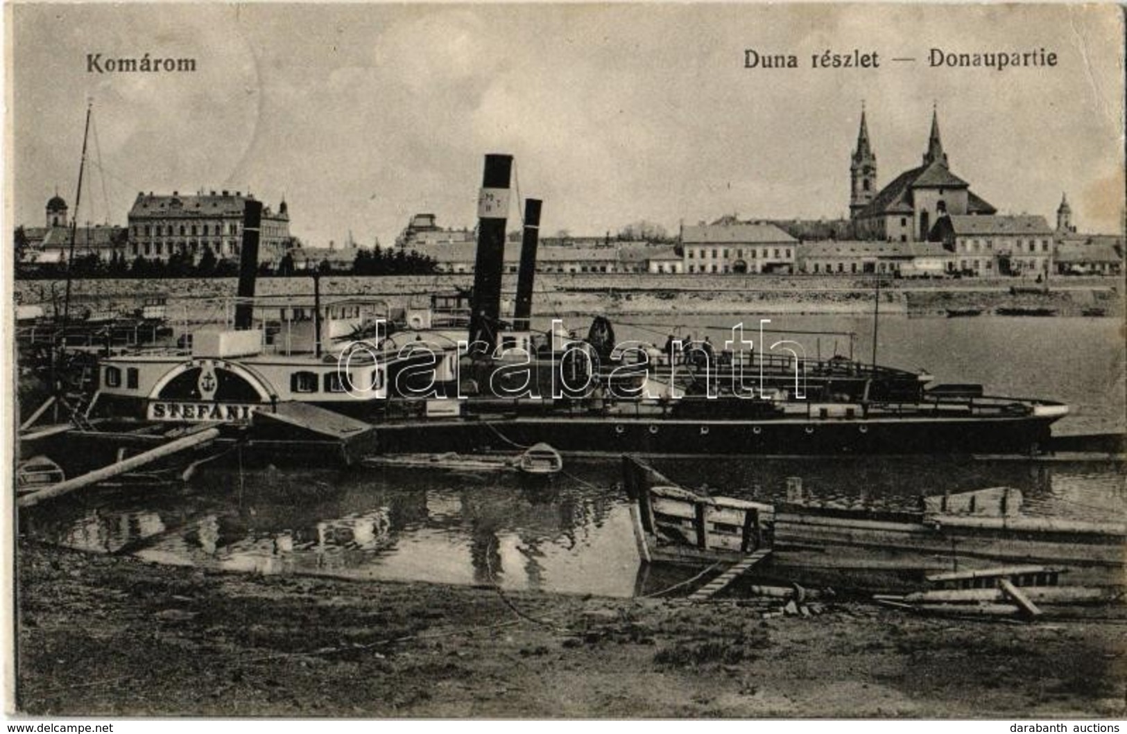 T2/T3 1915 Komárom, Komárno; Dunai Kikötő, Gőzhajók. L. H. Pannonia 139. / Danube Port With Steamships (EK) - Non Classés