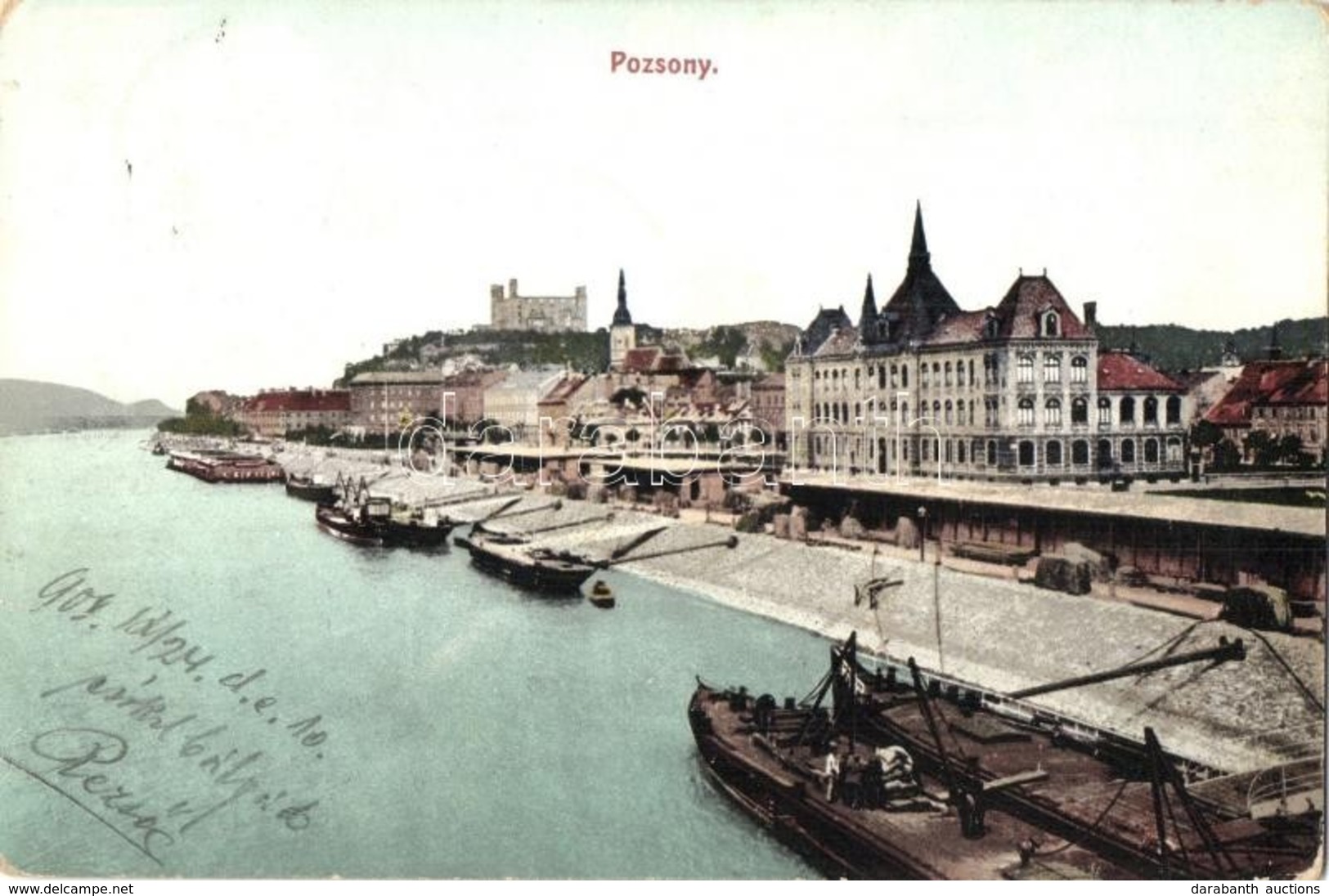 * T3 1924 Pozsony, Pressburg, Bratislava; Rakpart Uszályokkal, Vár / Quay, Barges, Castle (Rb) - Non Classificati