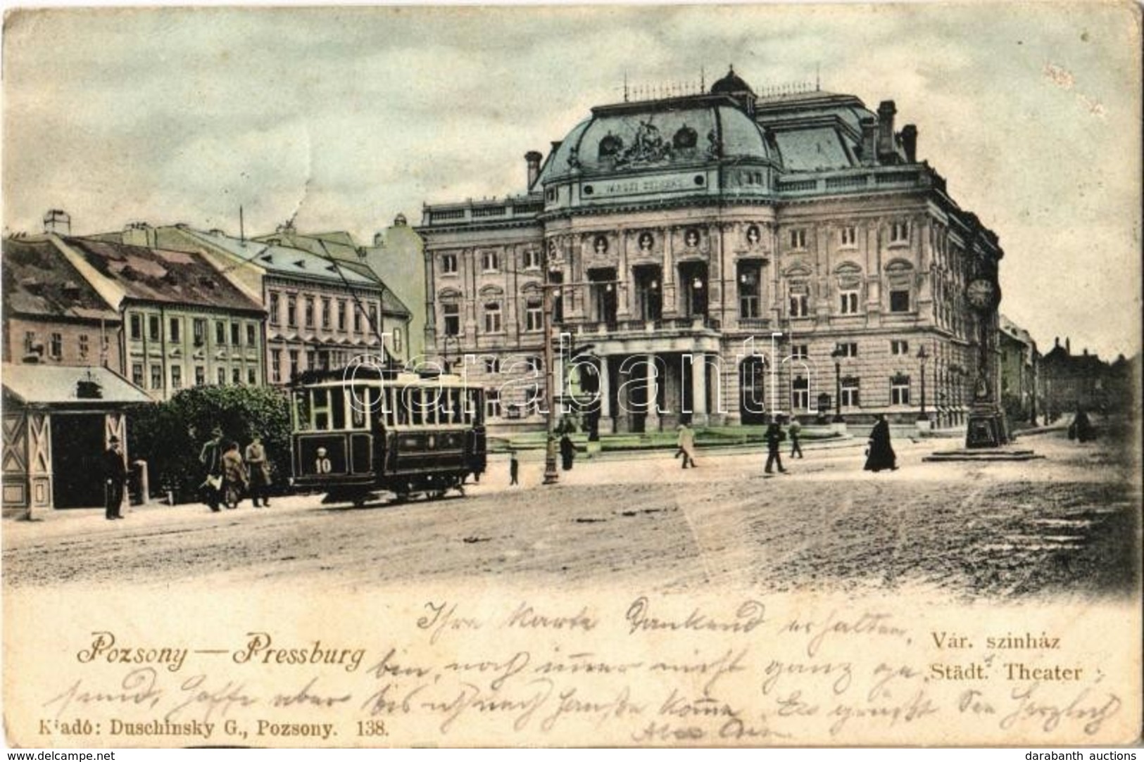 T2/T3 1902 Pozsony, Pressburg, Bratislava; Városi Színház, Villamos. Kiadja Duschinsky G. 138. / Theater, Tram (EK) - Non Classés