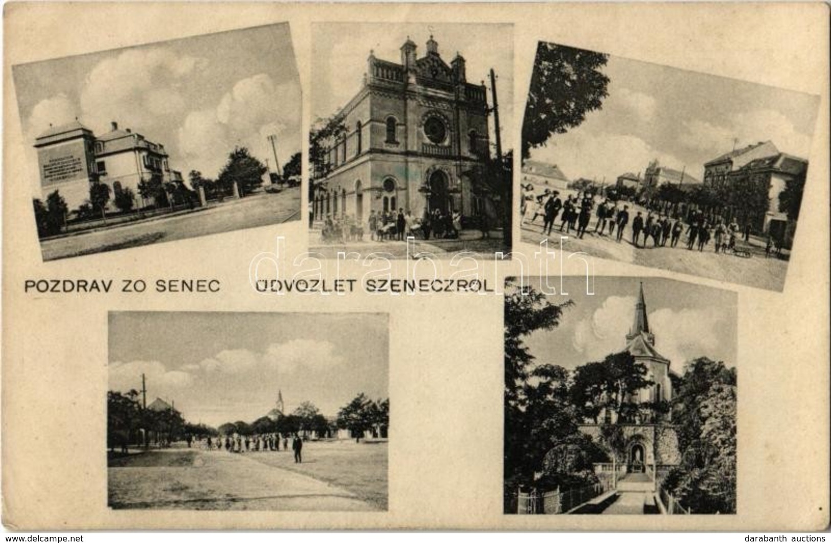 * T2/T3 1934 Szenc, Szempcz, Senec; Izraelita Templom, Zsinagóga, Utcakép / Synagogue, Street View (EK) - Sin Clasificación