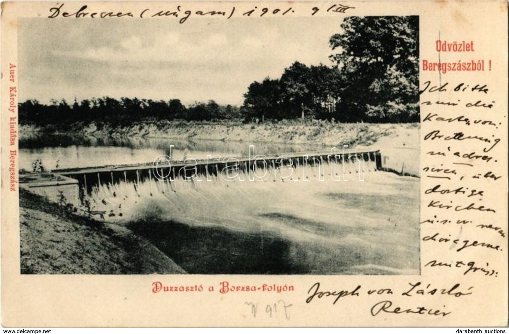T2 1901 Beregszász, Berehove; Duzzasztó A Borzsa Folyón. Auer Károly Kiadása / Dam Of Borzhava River - Non Classificati