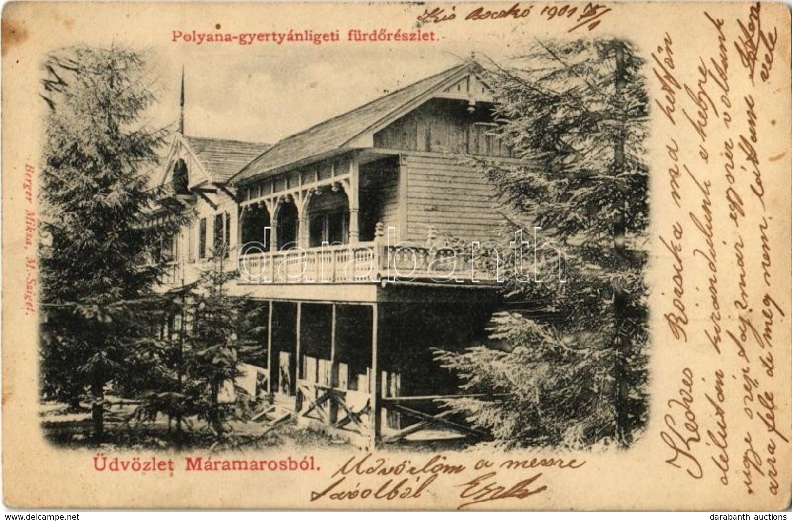 T2/T3 1901 Gyertyánliget, Polyana-Gyertyánliget, Kabola Polyána, Kobyletska Poliana (Máramaros, Maramures); Fürdő. Kiadj - Non Classés