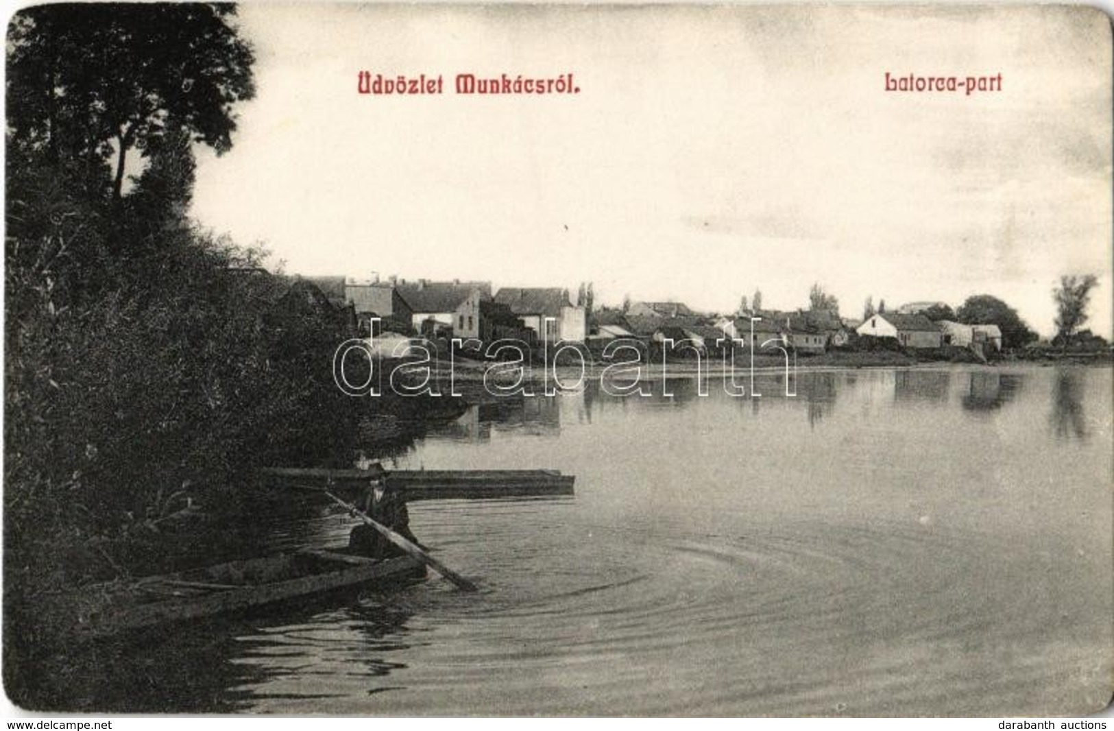 ** T3 Munkács, Mukacheve, Mukacevo; Latorca Part, Csónakok. Kiadja Bertsik Emil 944. / Latorica Riverbank, Rowing Boats  - Non Classés