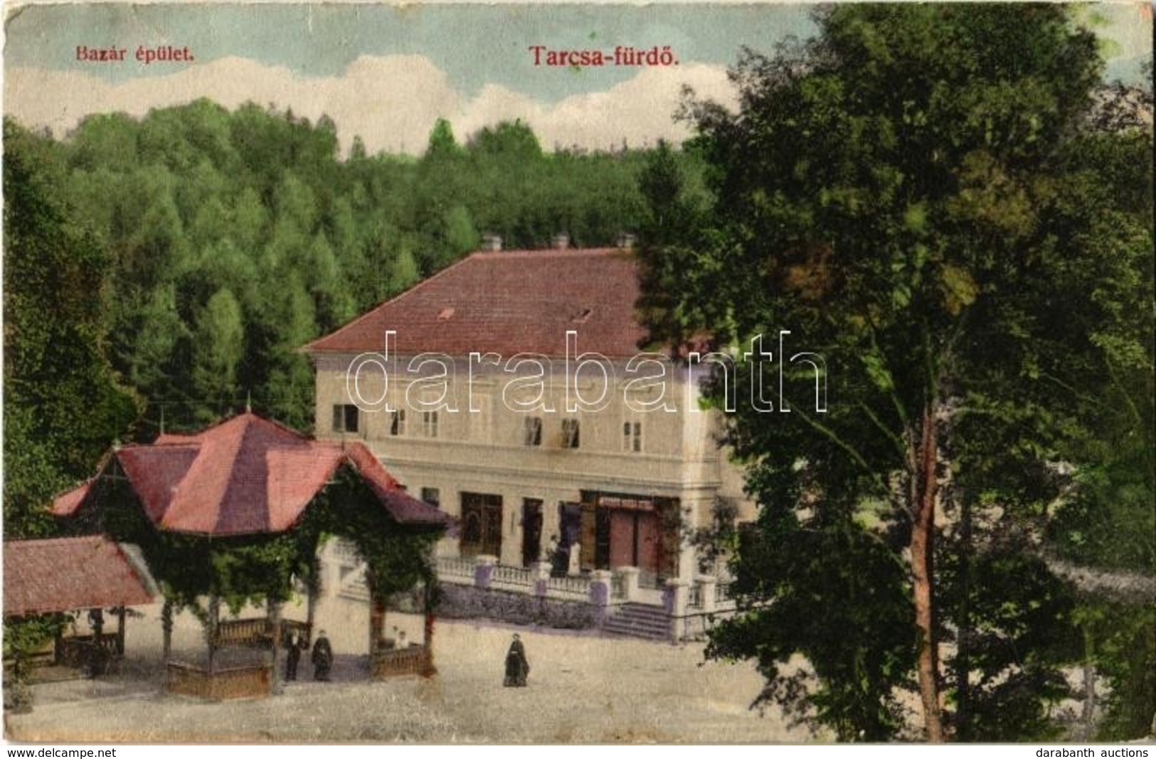T2/T3 1915 Tarcsafürdő, Bad Tatzmannsdorf; Bazár épület. Stern Fényképész Kiadása / Bazaar Shop - Non Classificati