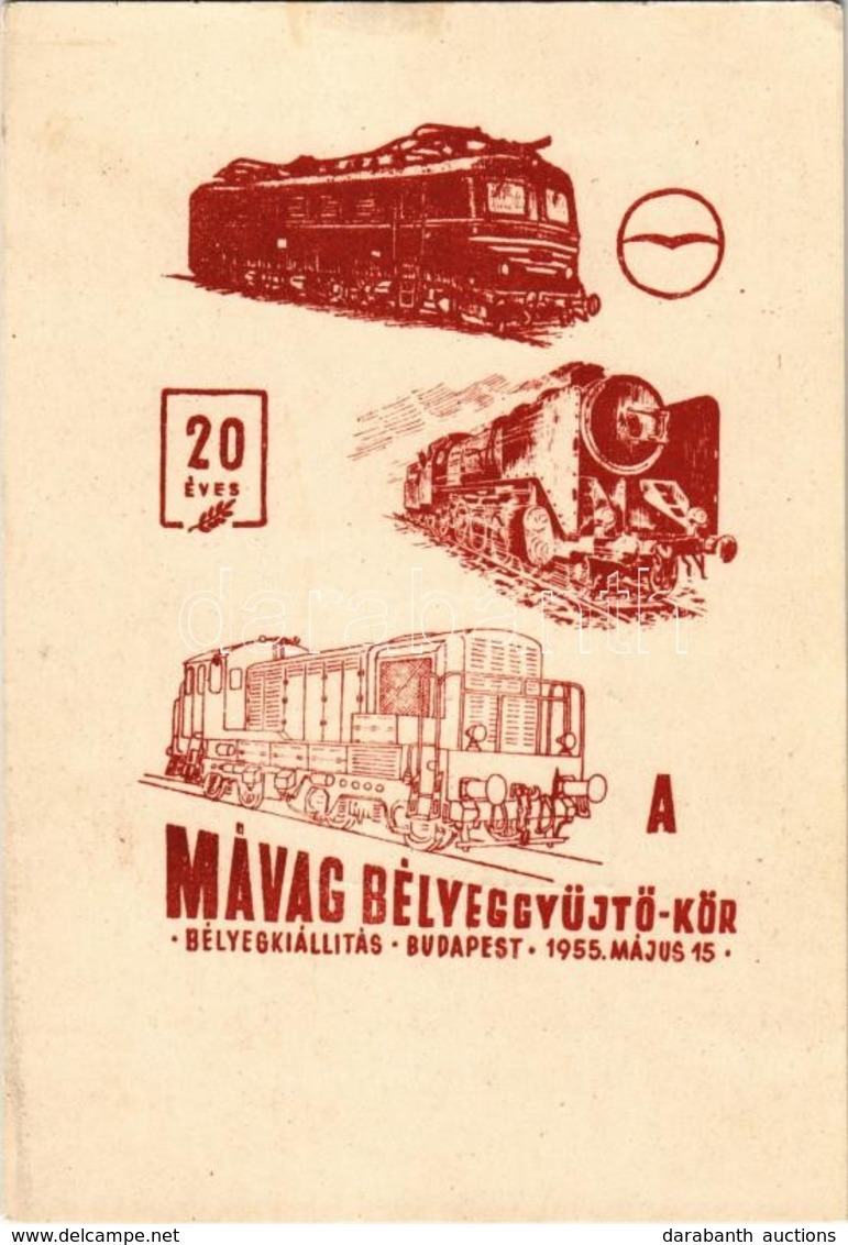 * T2 1955 20 éves S MÁVAG Bélyeggyűjtő-Kör. Bélyegkiállítás Budapest / 20th Anniversary Of The Philatelist's Circle Of T - Non Classificati