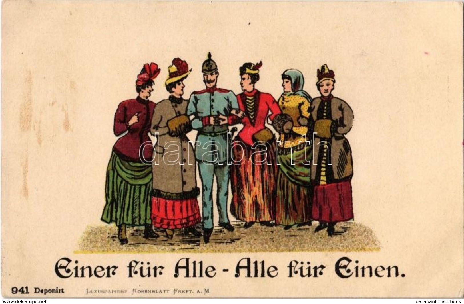 ** 4 Db Régi Német Humoros Motívumlap / 4 Pre-1945 German Humor Motive Cards - Non Classés