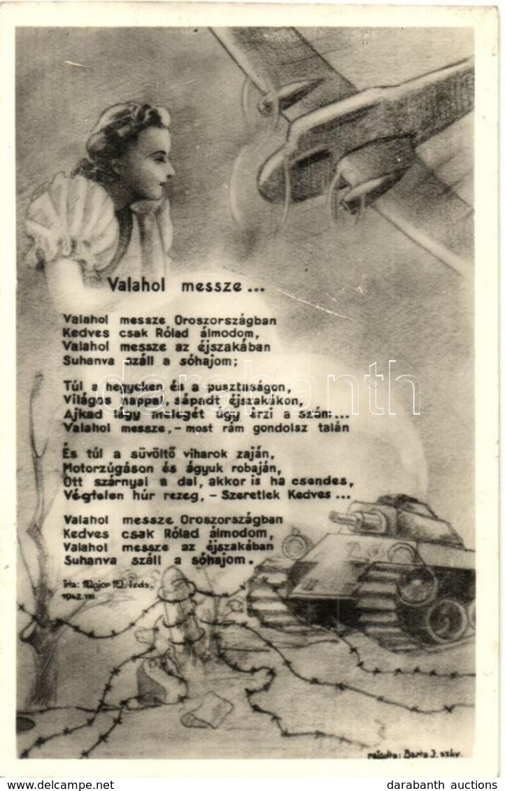 ** T2 1942 Valahol Messze Oroszországban... Major M. Tizedes Verse, Rajzolta Barta J. Szakaszvezető. Kiadja Toghia Sándo - Unclassified