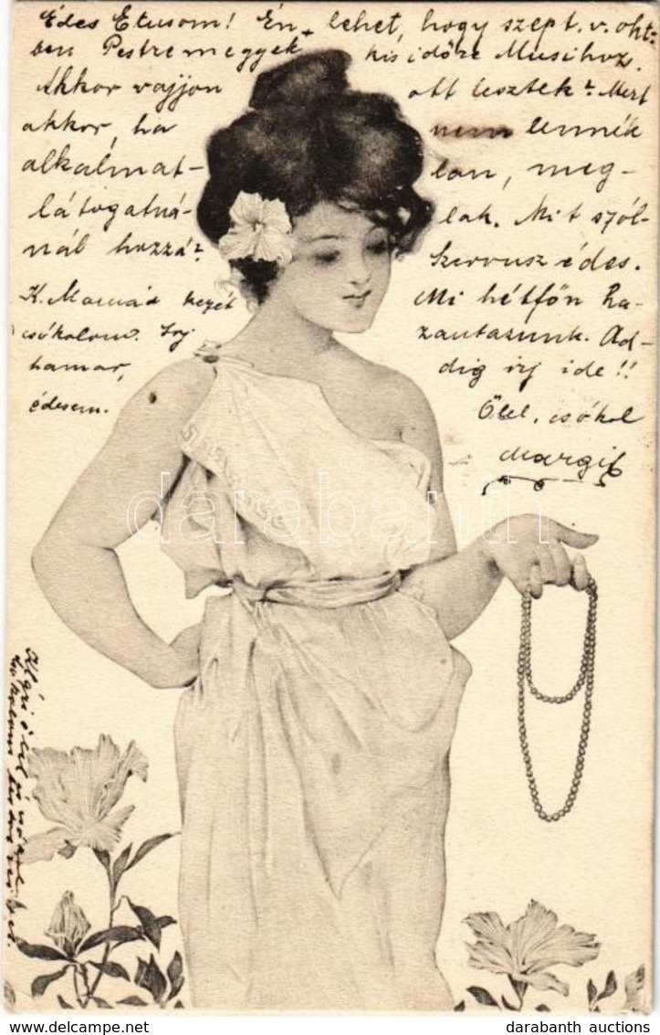 T2/T3 1900 Greek Girl. Unsigned Raphael Kirchner (EK) - Non Classificati