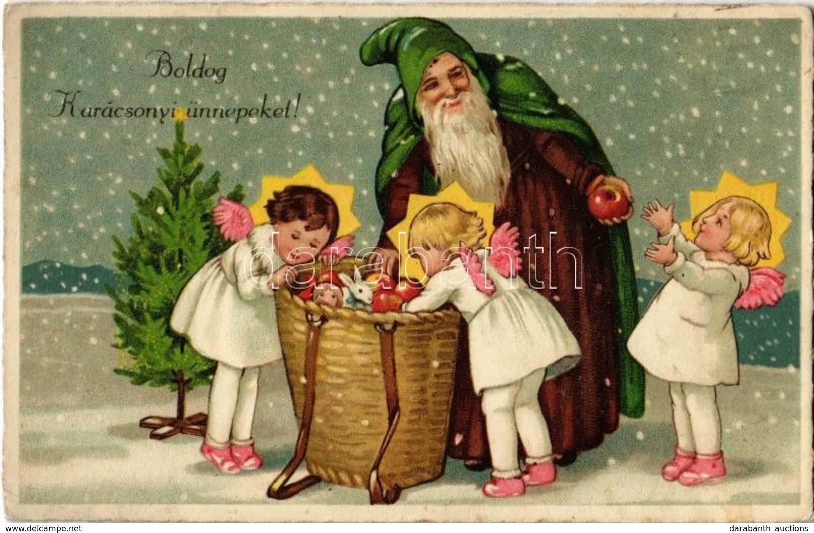 * T2/T3 Boldog Karácsonyi Ünnepeket! Mikulás / Christmas Greeting Art Postcard With Saint Nicholas. B.Co. B. 2118/4. Lit - Non Classificati