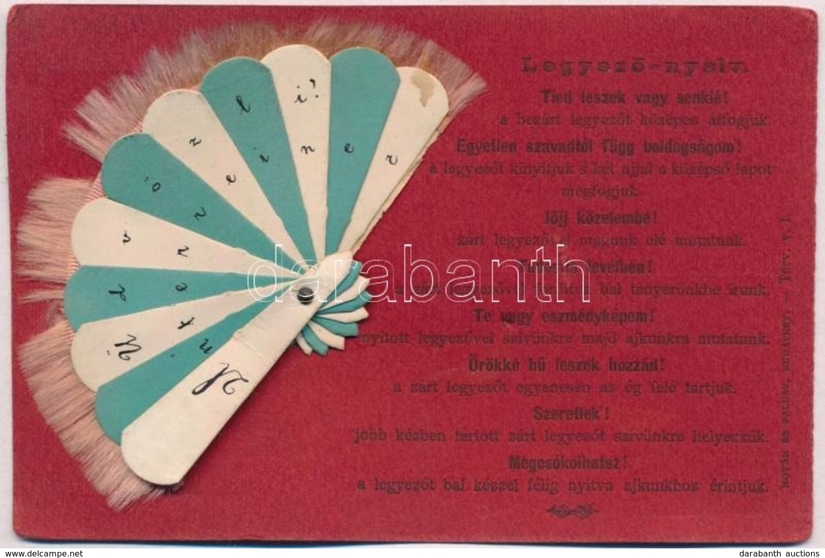 T2/T3 1901 Legyező-nyelv. Novák és Falusy Kiadása / Hand Fan-language, Love Greeting Mechanical Postcard  (EK) - Non Classificati