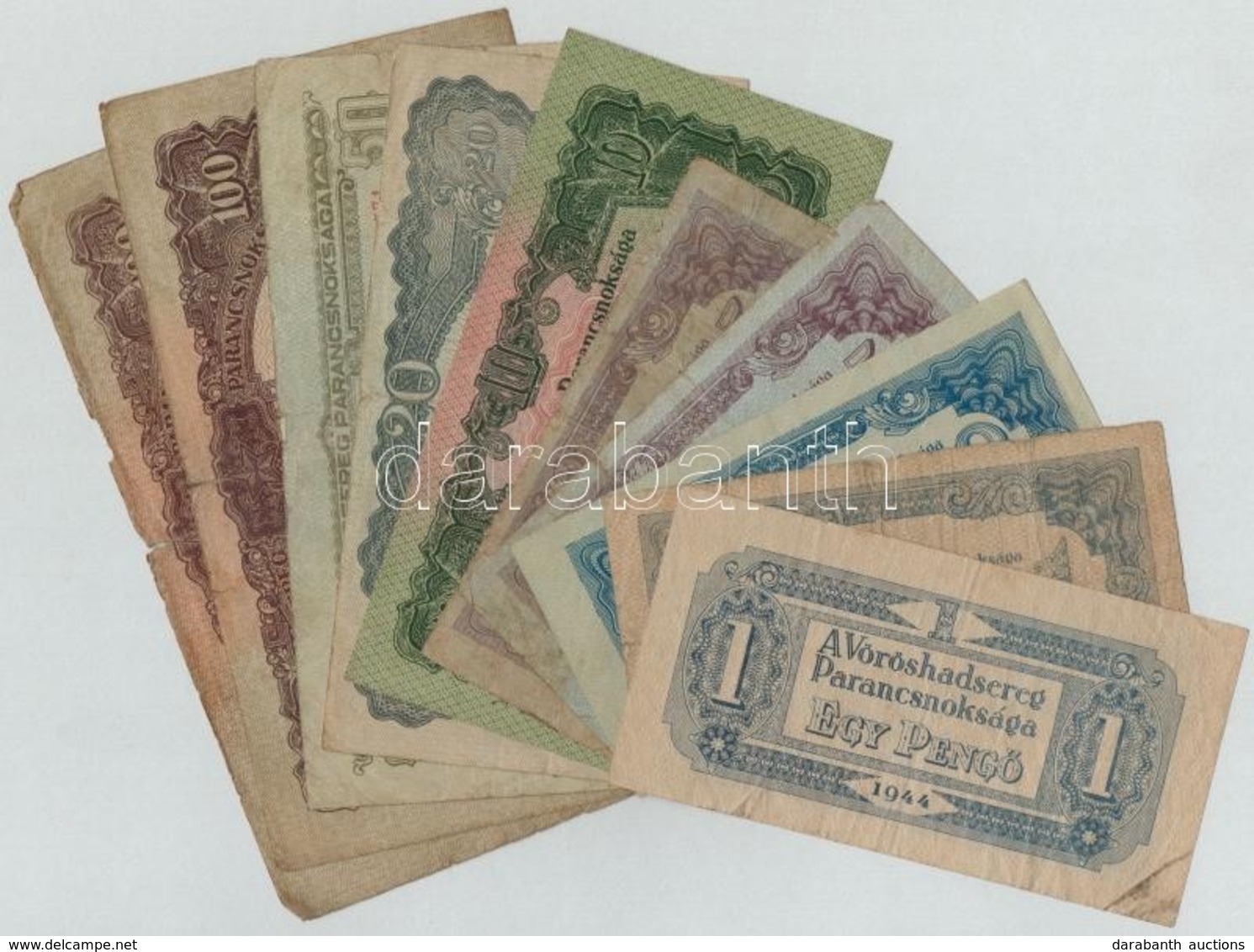 1944. 1P-100P (10x) 'A Vöröshadsereg Parancsnoksága' T:III,III- Közte Szép Papír Is - Non Classés