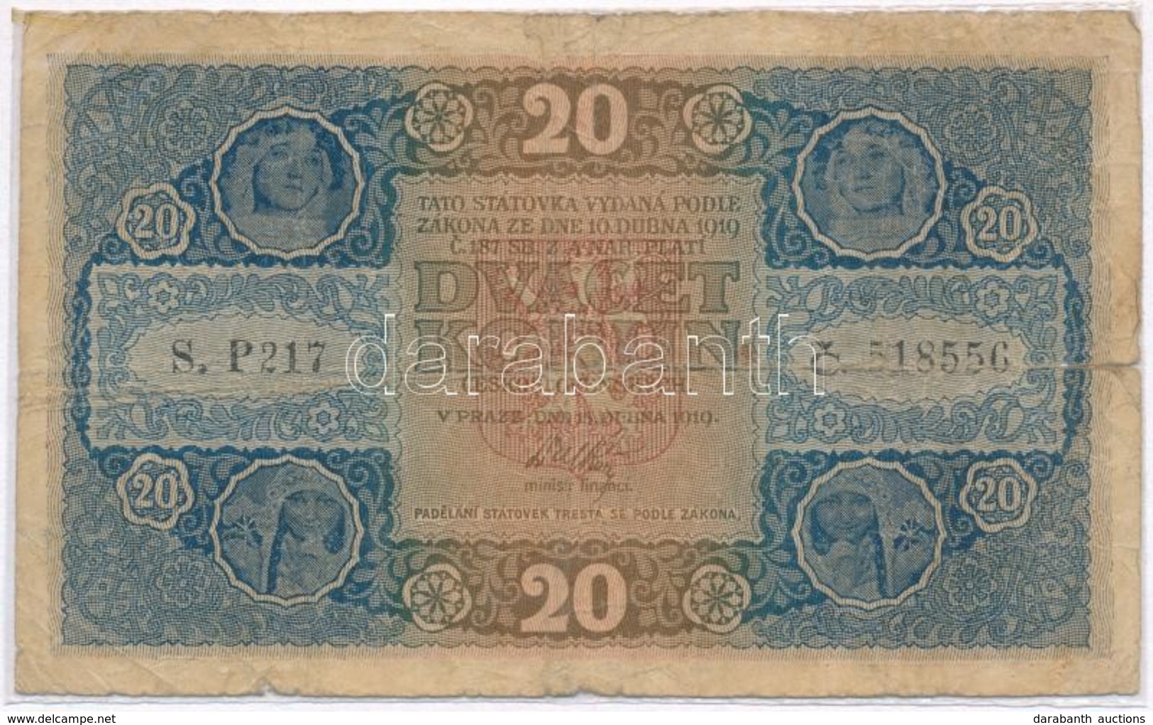 Csehszlovákia 1919. 20K Lezárt Fóliában T:III-,IV
Czechoslovakia 1919. 20 Korun In Sealed Foil Packing C:VG,G
Krause 9 - Non Classés