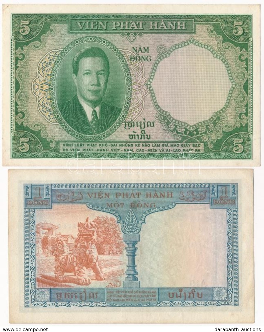 Francia Indokína / Vietnam 1953. 5P + 1954. 1P T:I-,III
French Indo-China / Vietnam 1953. 5 Piastres + 1954. 1 Piastre C - Unclassified