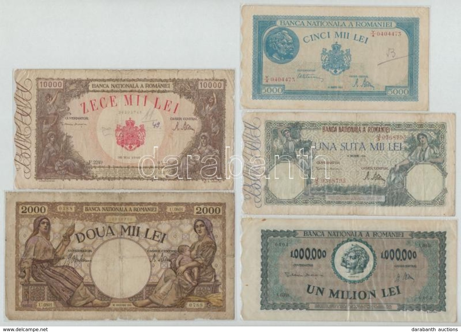 Románia 1941-1947. 5db Klf Bankjegy, Mindegyik Lezárt Fóliában T:III,III-
Romania 1941-1947. 5pcs Of Diff Banknotes, All - Non Classificati