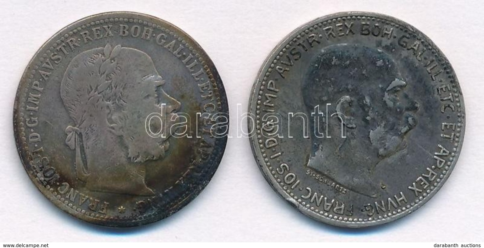 Ausztria 1903-1915. 1K Ag 'Ferenc József' (2xklf)  T:2,2- Patina
Austria 1903-1915. 1 Corona Ag 'Franz Joseph' (2xdiff)  - Non Classificati