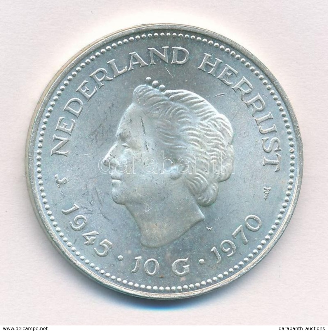 Hollandia 1970. 10G Ag 'Julianna' T:1- 
Netherlands 1970. 10 Gulden Ag 'Juliana' C:AU 
Krause KM#195 - Non Classés