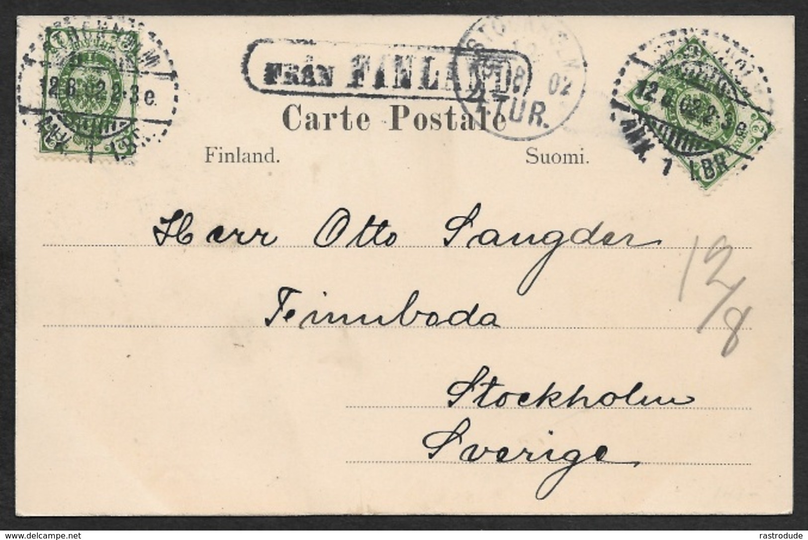 1902 Finland Nach Schweden Schiffspost FRAN FINLAND - Covers & Documents