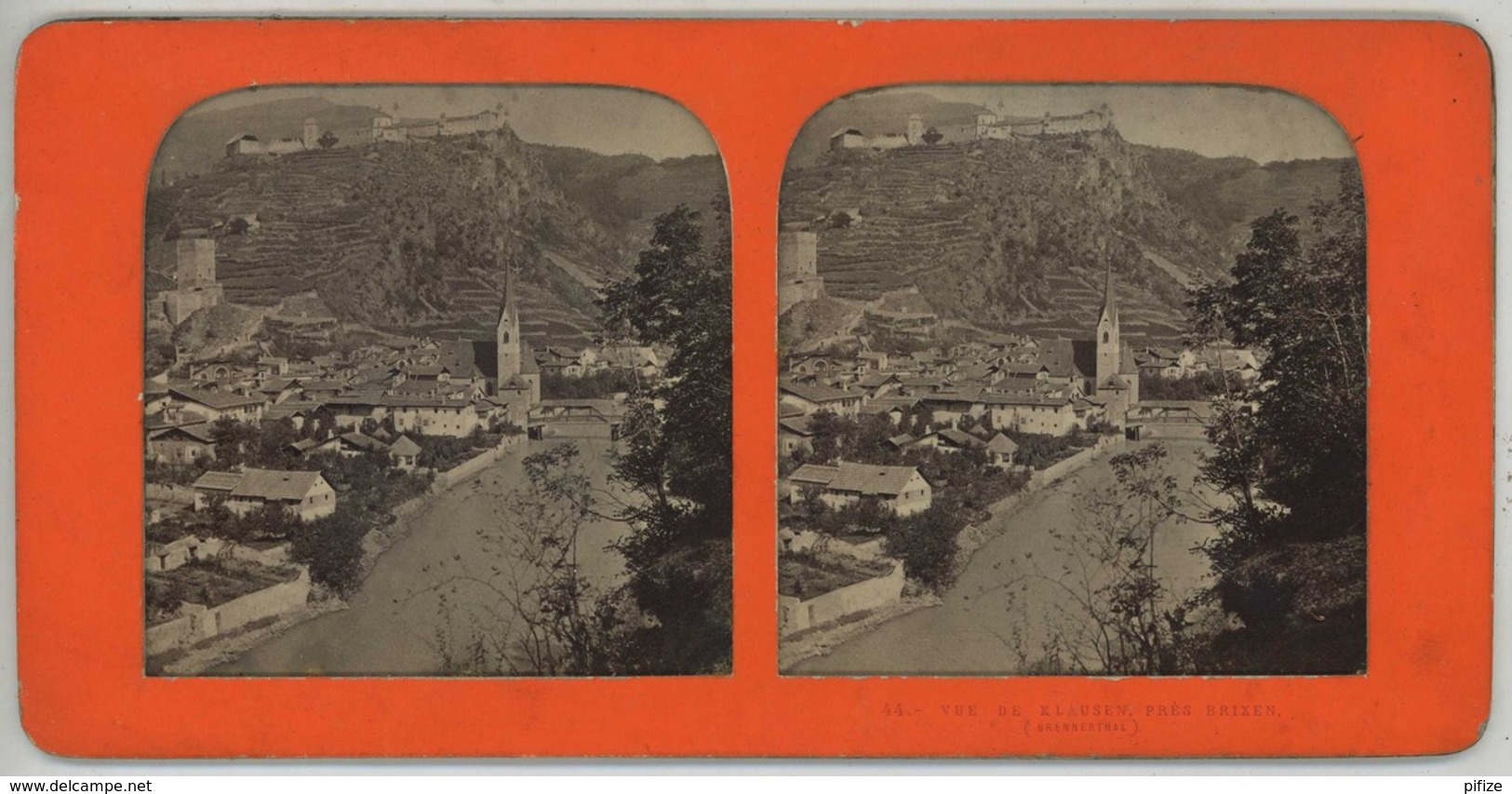 Stéréo Contre La Lumière 1860-70 . Italie . Vue De Klausen (Chiusa), Près Brixen (Bressanone). - Photos Stéréoscopiques