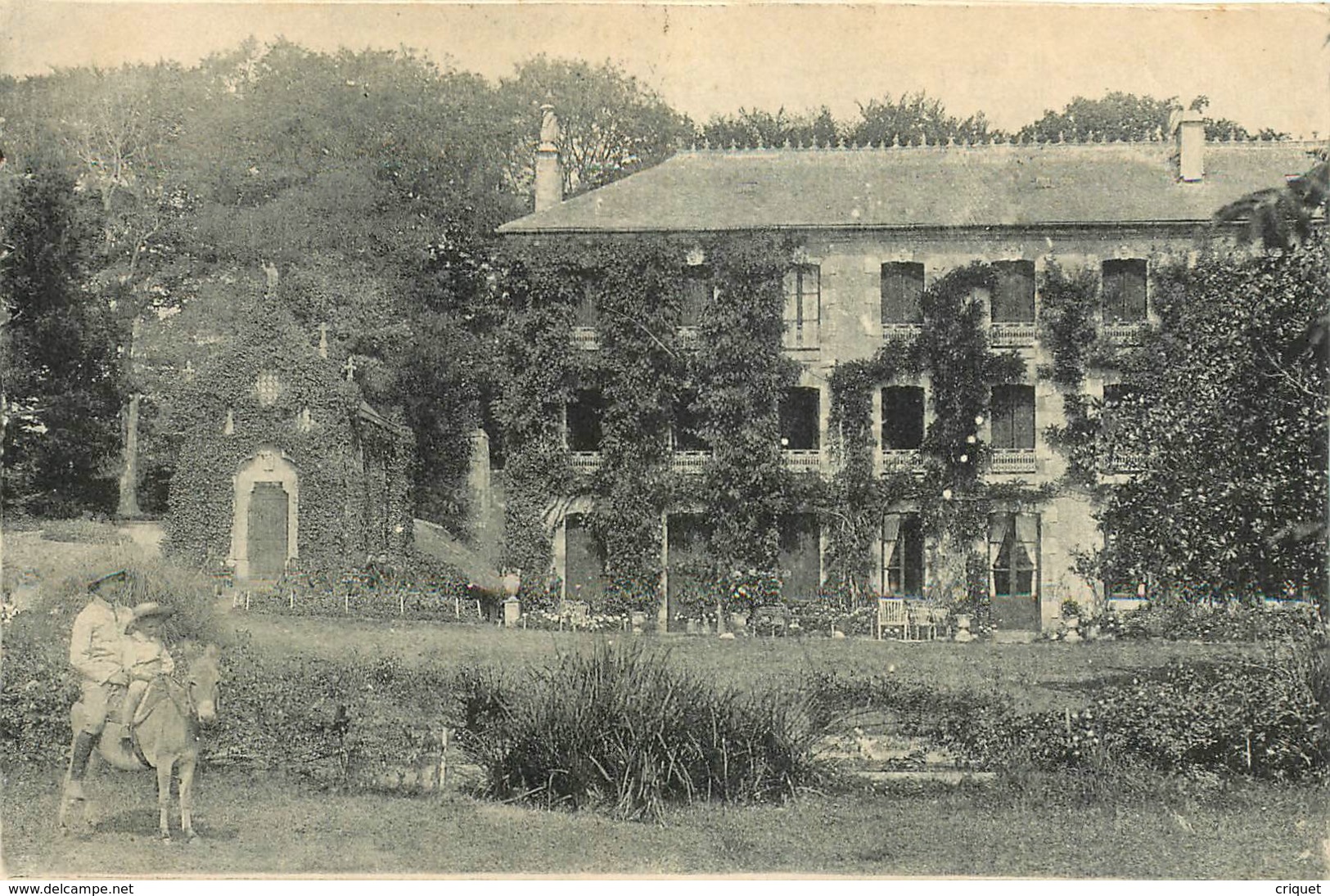 29 Guipavas, Le Manoir Poul Ar Velin, Homme Et Enfant Sur Un âne, Belle Carte Pas Courante Affranchie 1911 - Other & Unclassified